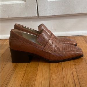 Brown heeled loafers